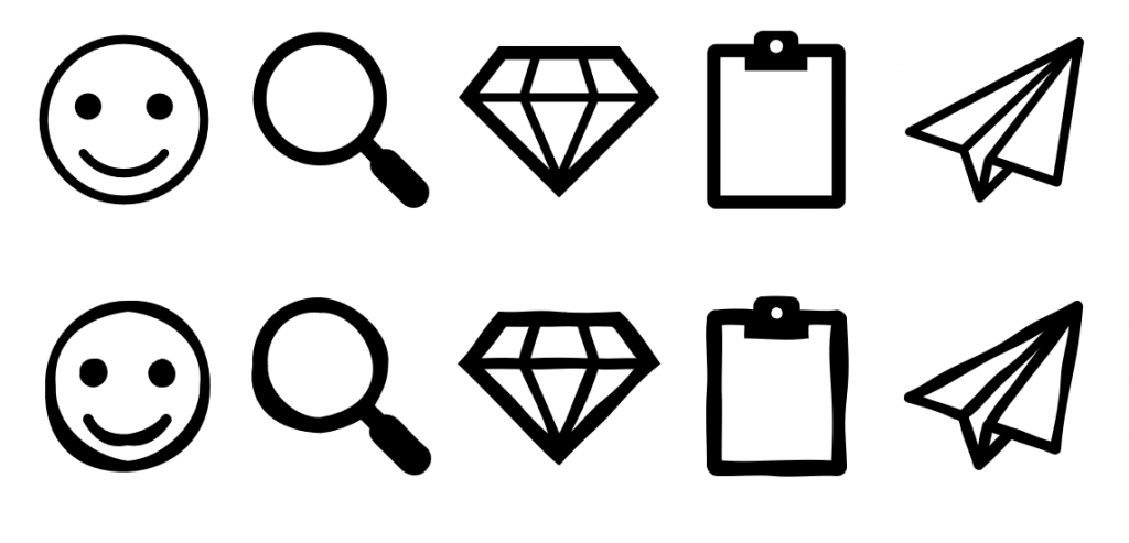 Office icons in the standard and sketchy styles