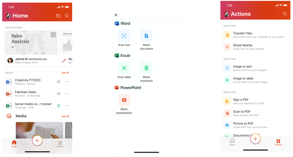 The UI for the new mobile Office app