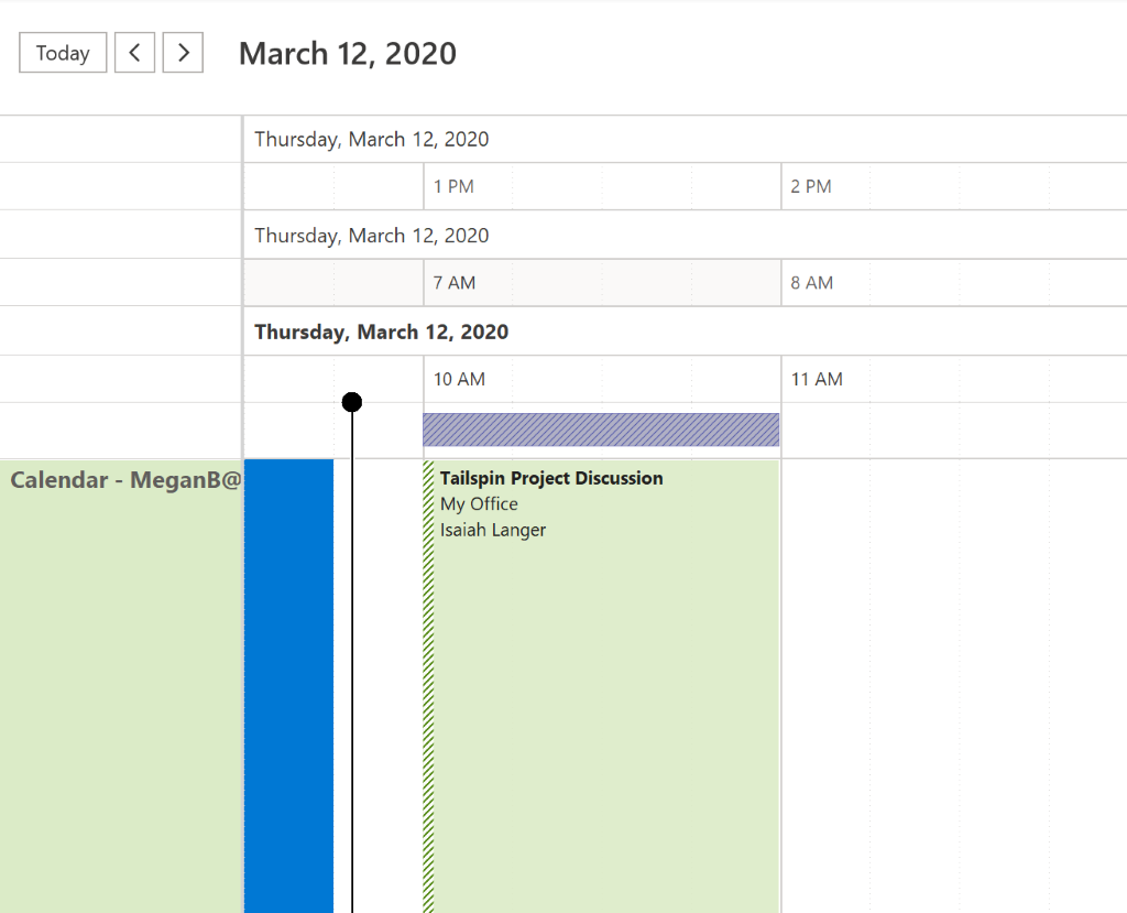 Image showing a day in the calendar in the schedule view option. 