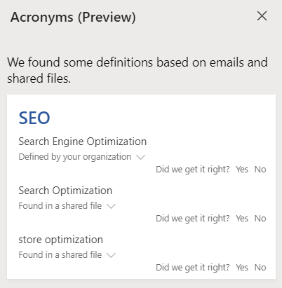 Acronyms in Word.