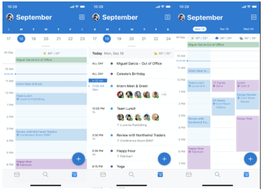 Mostrar el tiempo en Outlook para iOS