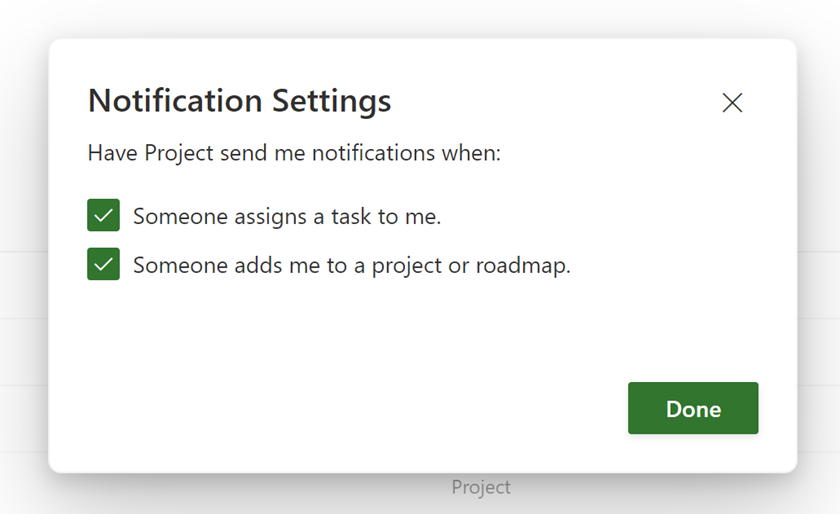 Project email notifications
