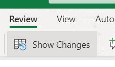 Review tab in Excel for web.