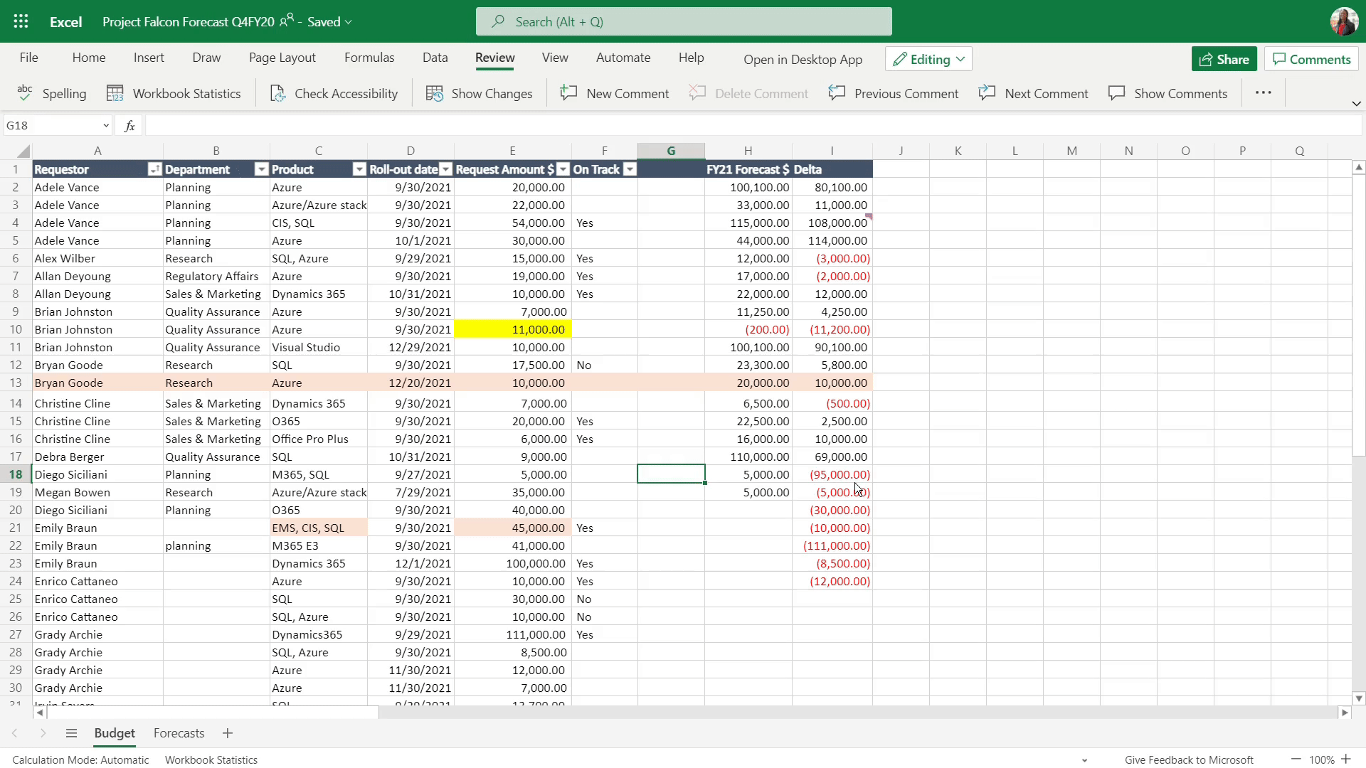 Show Changes in Excel.