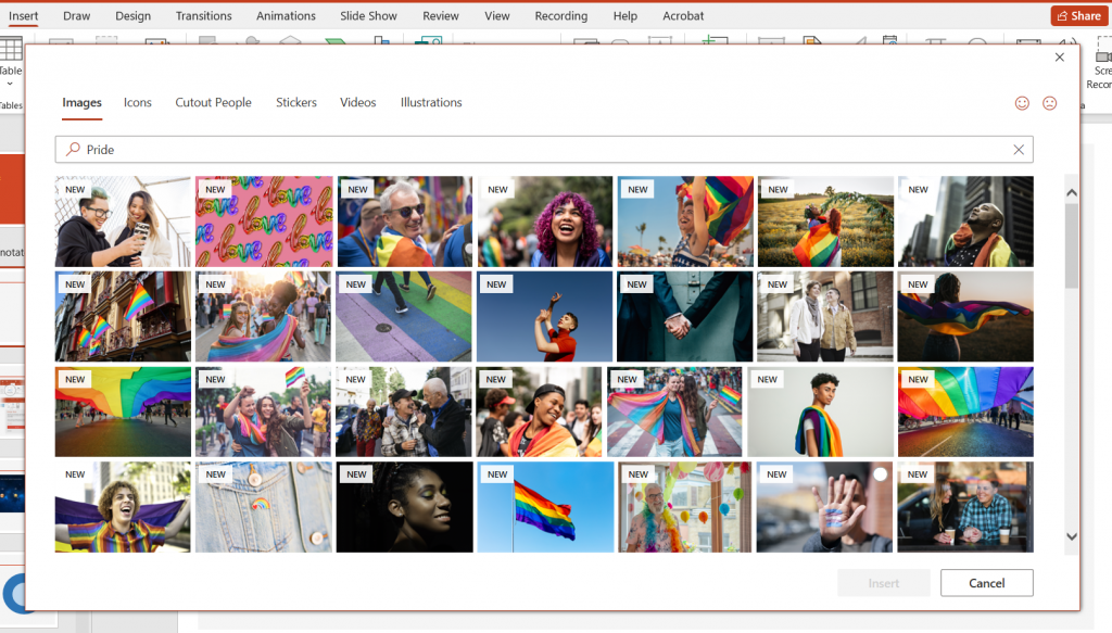 Collection of Pride-themed images in Office