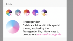 Outlook for mobile setting with Pride Transgender theme to celebrate Pride