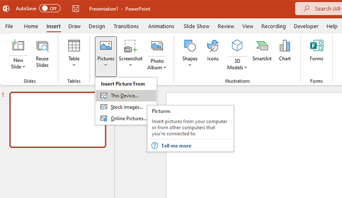 Screenshot showing the selection of a WebP image for insertion into PowerPoint.