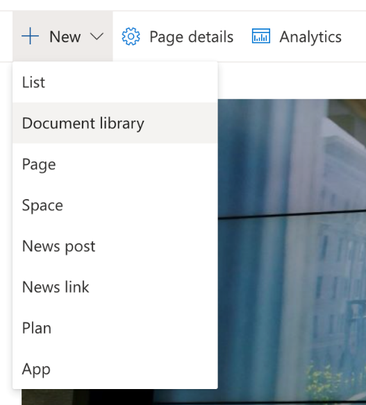 New menu in SharePoint