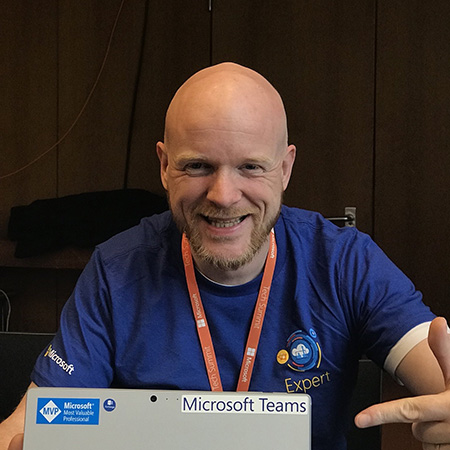 Michel de Rooij with his Microsoft wear and flair.