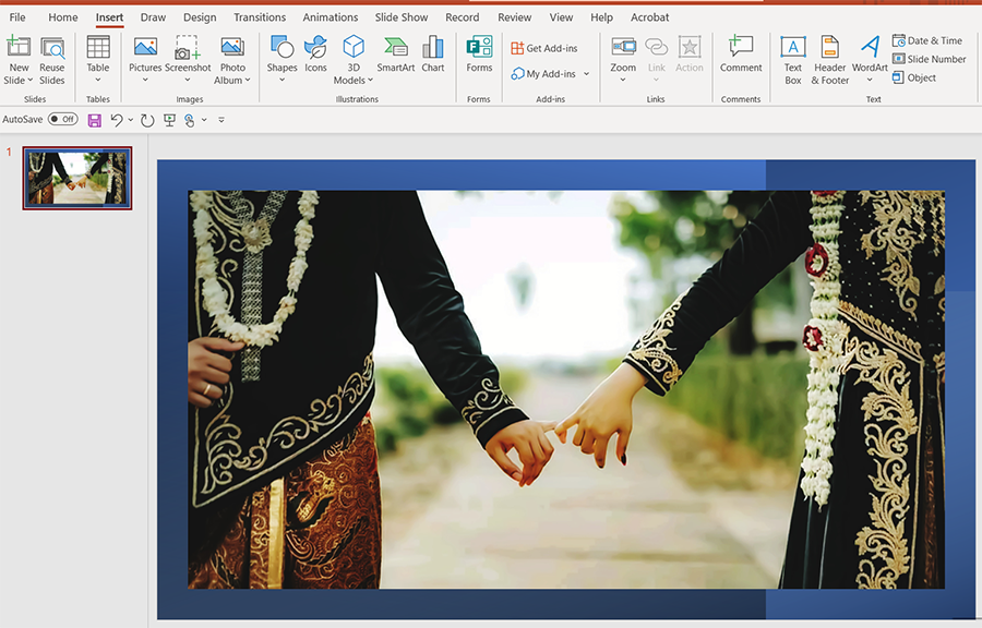 PowerPoint premium content library image of a wedding--a couple in traditional Indian dress.