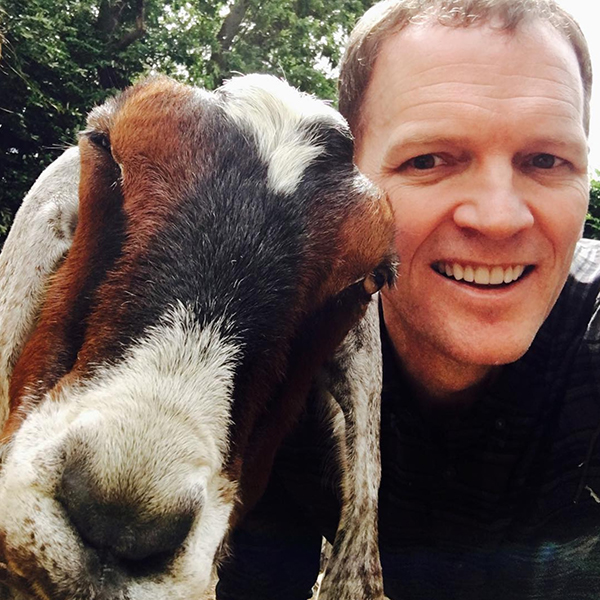 Clint Covington with a goat.