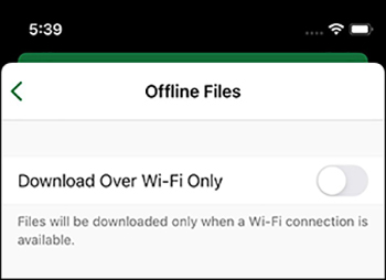 Excel Download Over Wi-Fi Only option selector