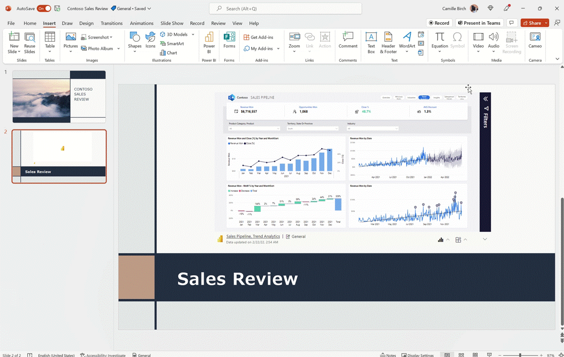 Demo of how to show a static image of Power BI data.