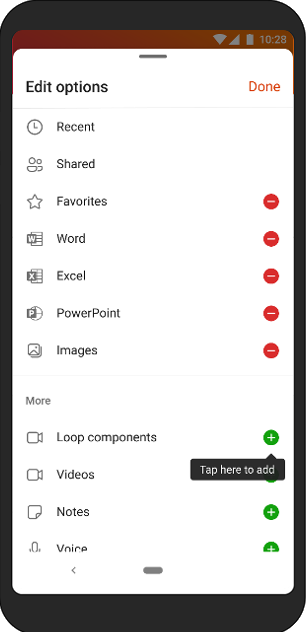 Screenshot showing Quick Assist options in Office Mobile on Android device