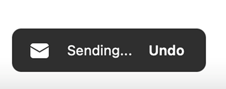 Dialog box with the Undo button for canceling delayed messages in Outlook for Mac.