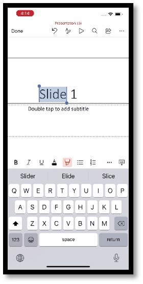 Highlight text in PowerPoint for the iPhone.