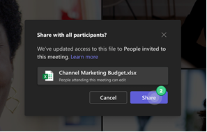Share with all participants dialog box
