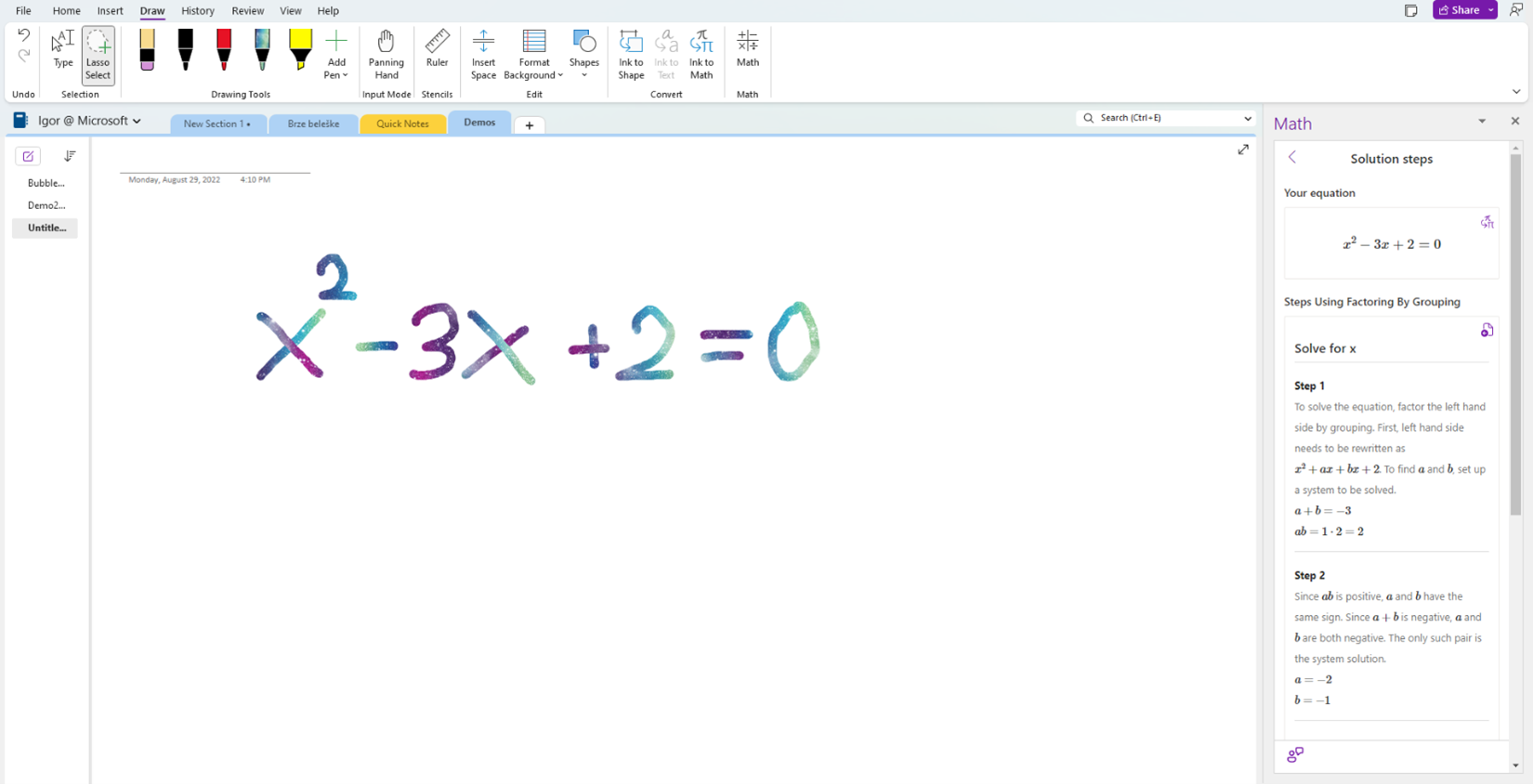 Math Assistant feature now in OneNote for handwritten equations