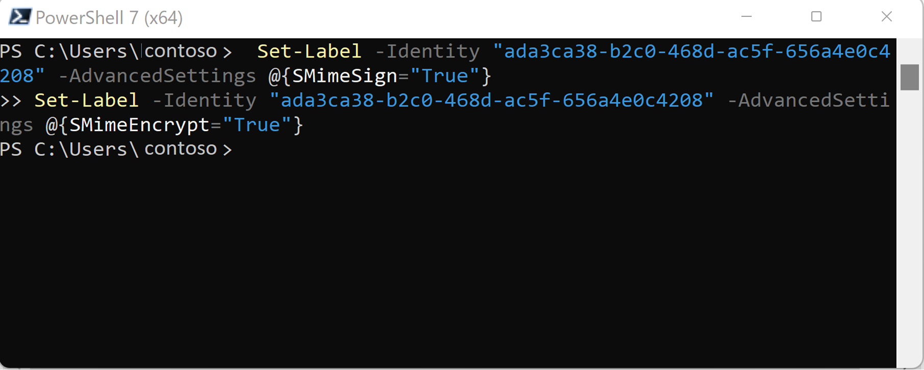 Assigning S/MIME encrypt and sign to an existing label