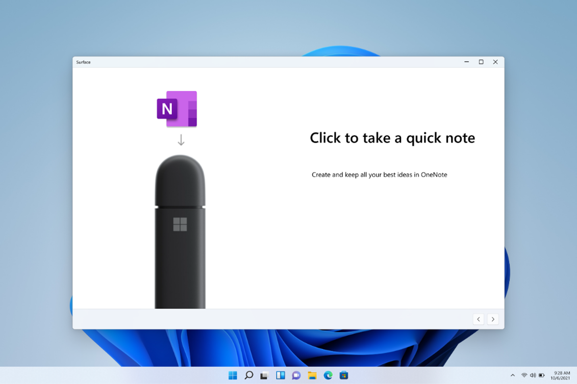 Using a Surface Pen with OneNote screen