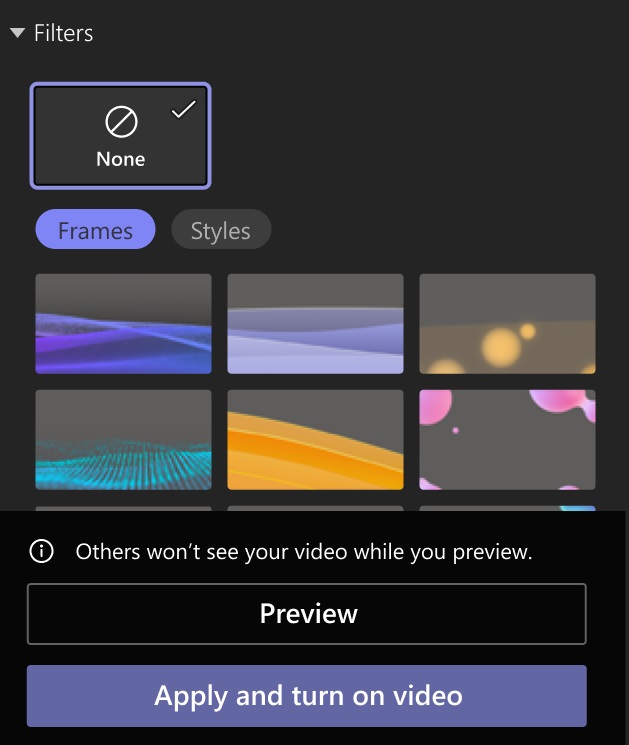 Available video filters