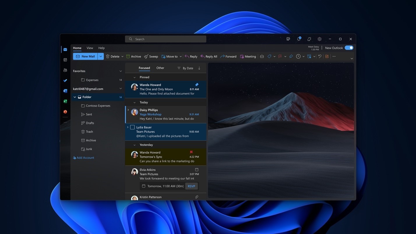 New Outlook for Windows with Dark Mode