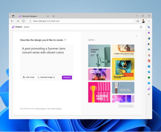 Microsoft Designer Home Page