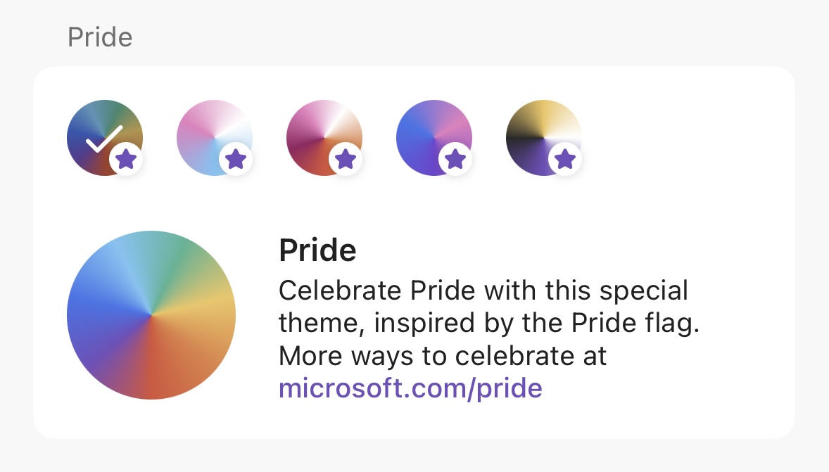 Available Pride themes in Outlook for iOS