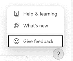 Give feedback window.