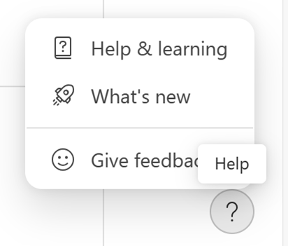 Location of the Give feedback option in Microsoft Loop.