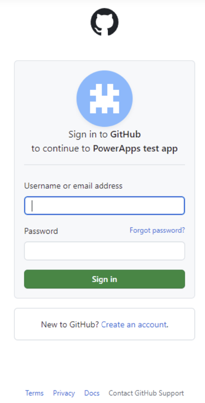 GitHub sign in page