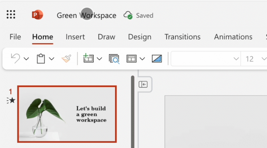 Animation showing how to rename a file in PowerPoint for the web