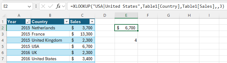 XLOOKUP function using a regex mode